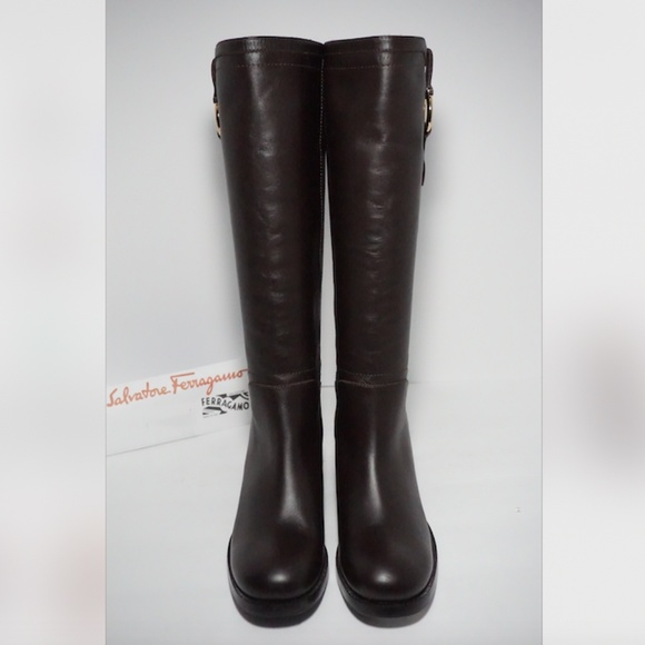 Salvatore Ferragamo Gancini Knee High Riding Boot - Picture 6 of 8